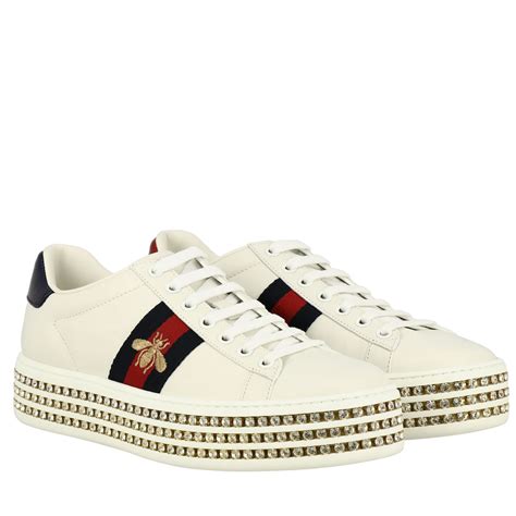 gucci platform sneakers with rhinestones|Gucci crystal studded sneakers.